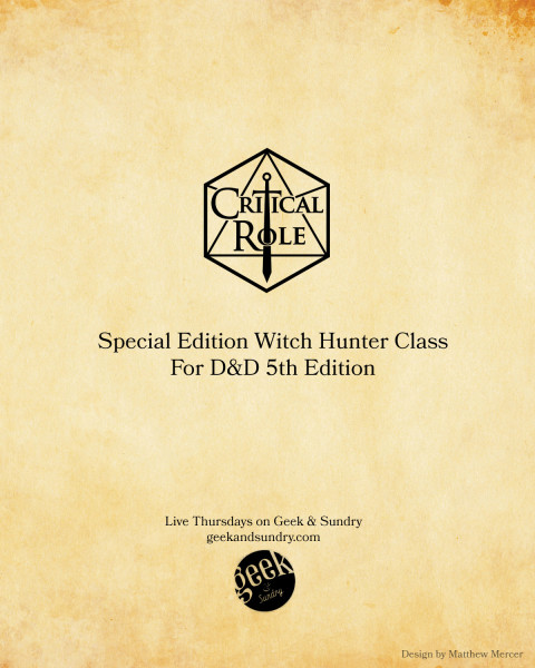 You Can Now Play The Witch Hunter Class In your DnD Game