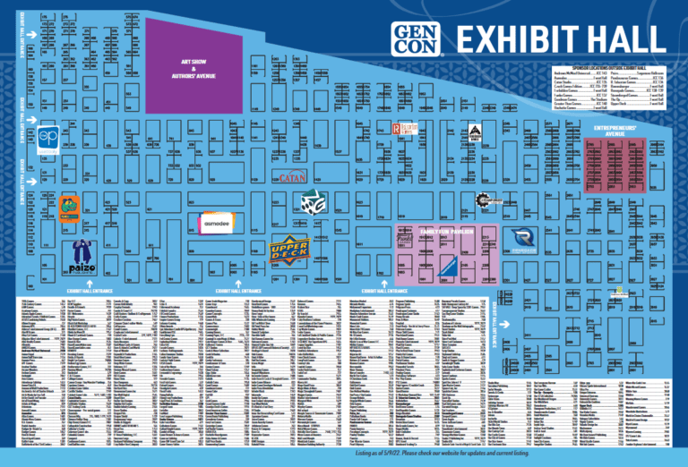 Gen Con 2022 Exhibit Hall Map Released DDO Players